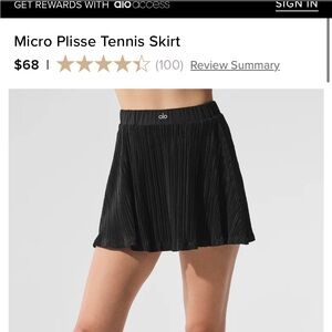 Alo Yoga Black Pleated Skirt